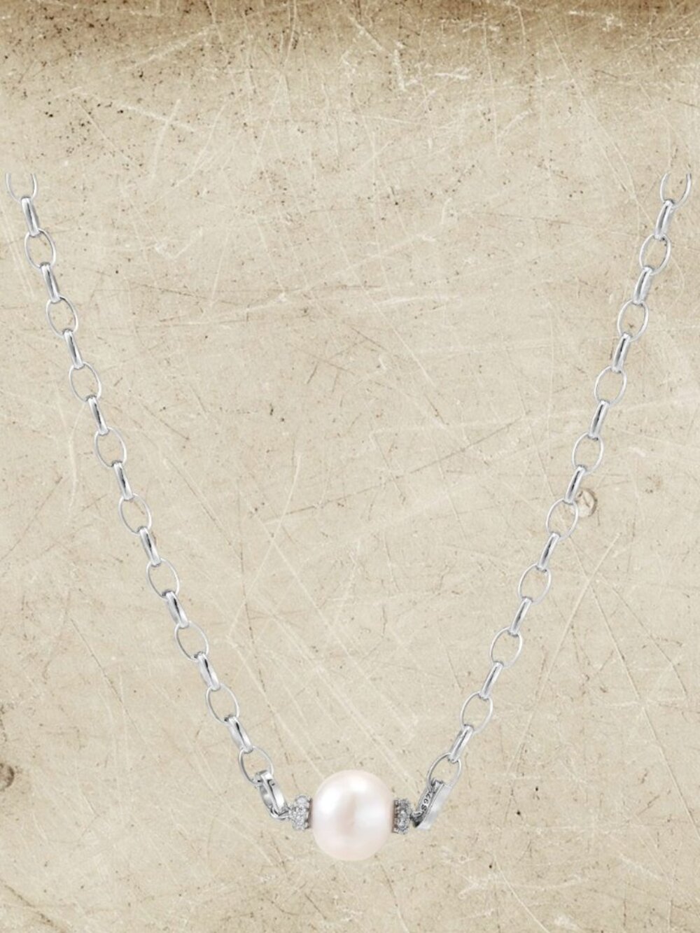 Simply Savvy Luna Pearl Chain Necklace Sterling Silver
